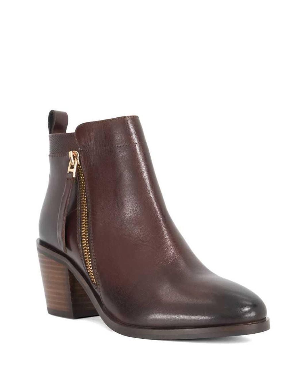Dune Brown Paicing Ankle Boots