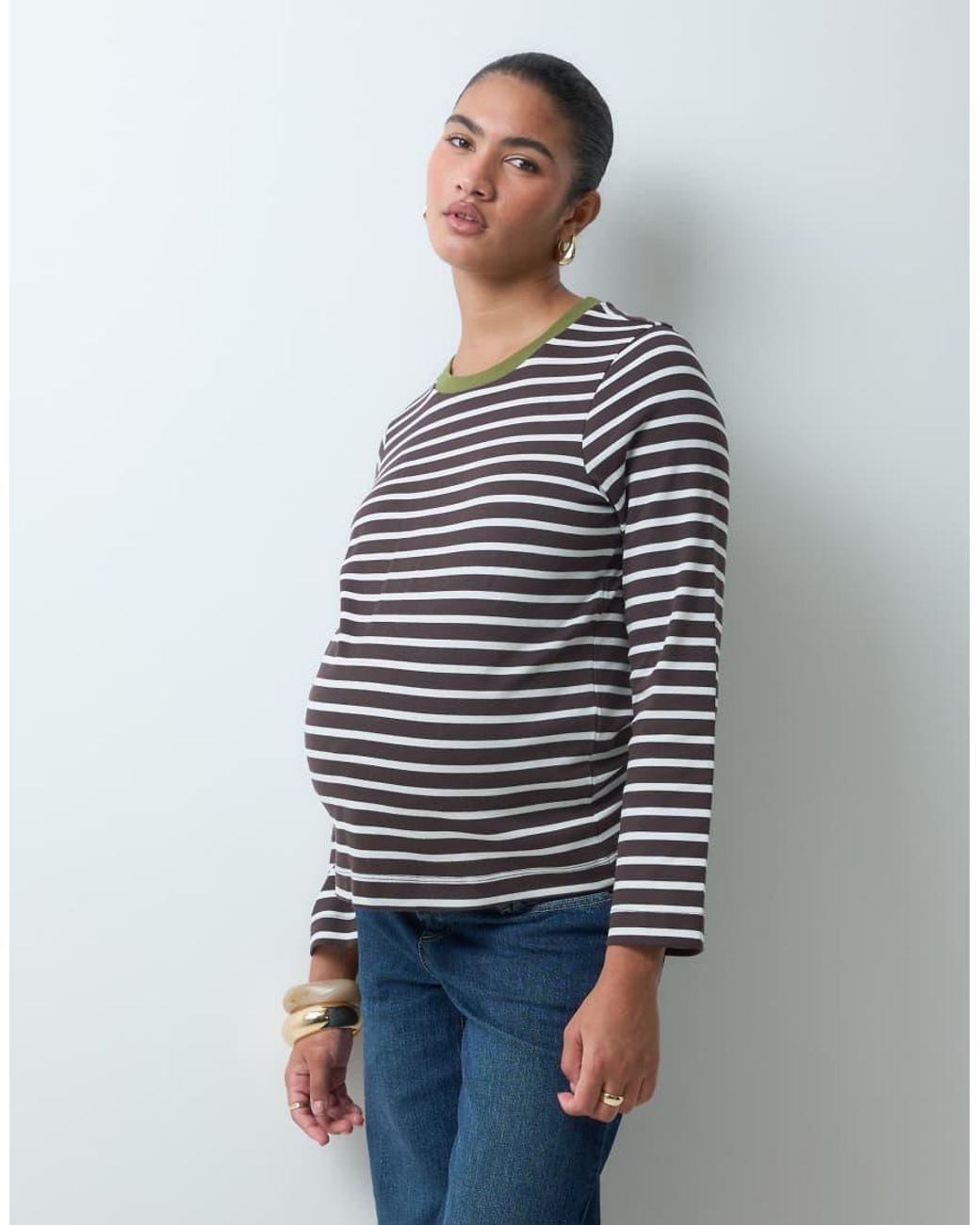 Vero Moda Blue Long Sleeve T-shirt With Contrast Collar
