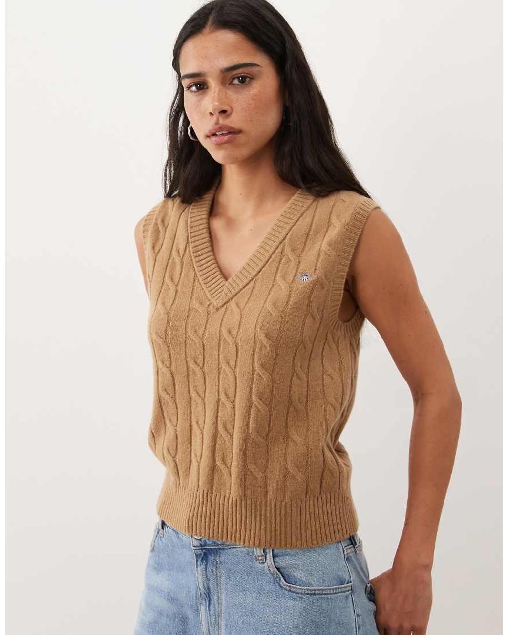 Gant Brown Cable Knit Singlet
