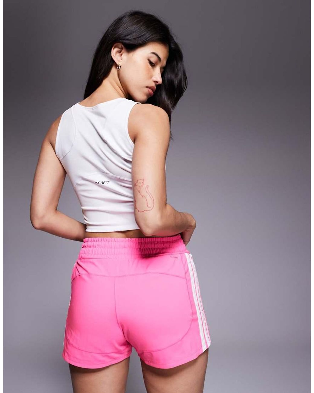 Adidas Originals Pink Adidas Training High Waisted Pacer Shorts