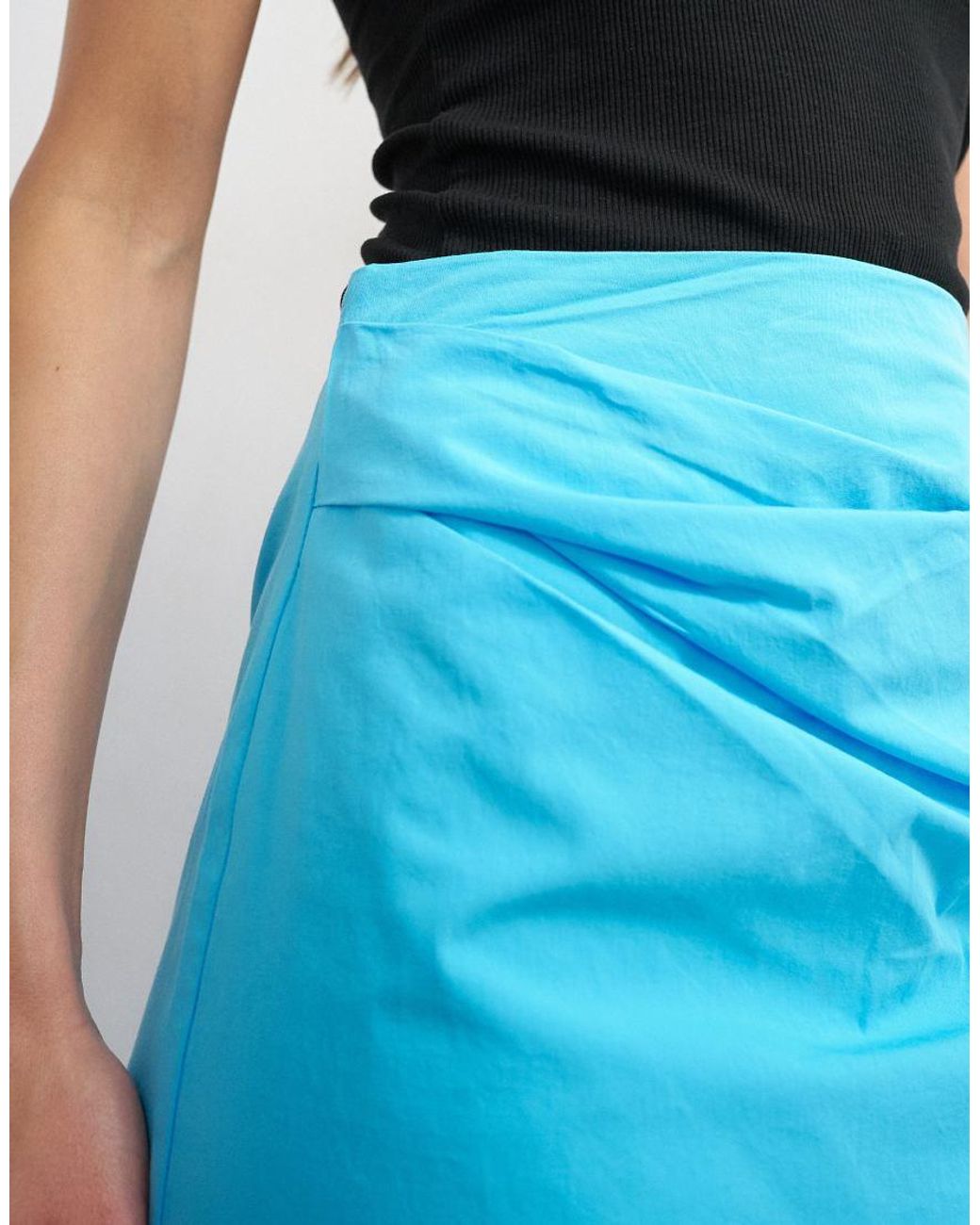 TOPSHOP Blue Draped Tuckside Mini Skirt