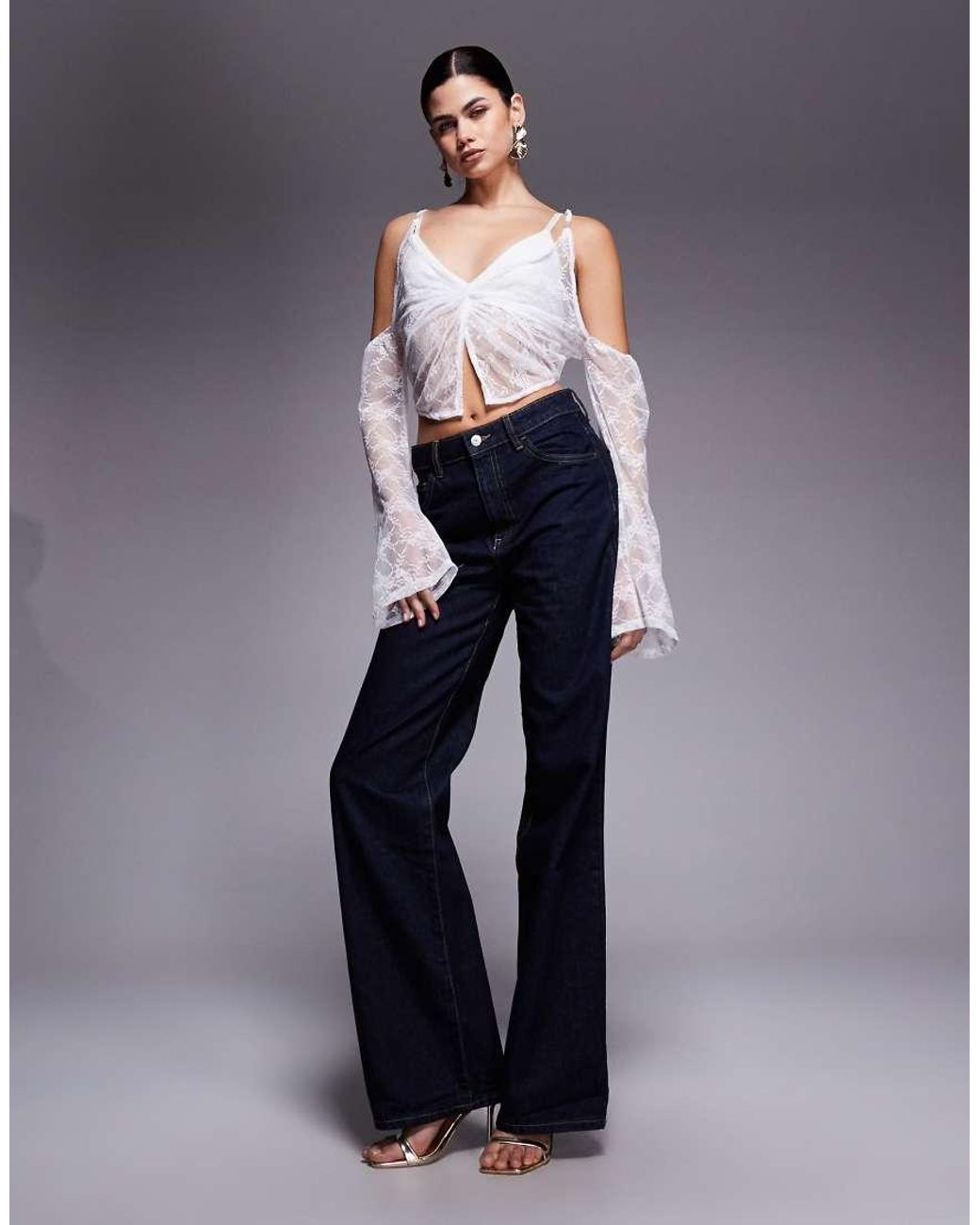Liquor N Poker Gray Onyx Bell Sleeve Top