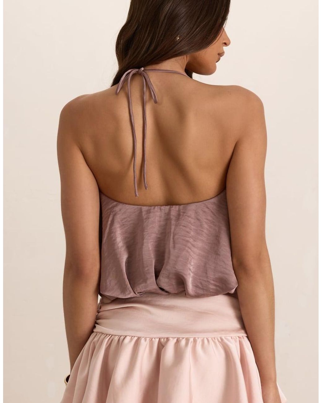 Missy Empire Pink Satin Ruched Puff Ball Top