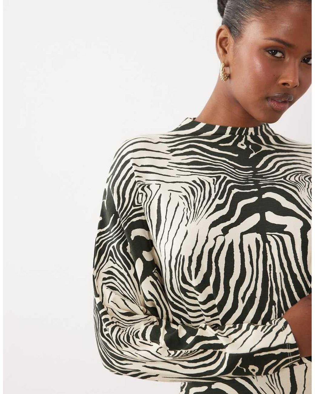 ASOS White Batwing Zebra Print Maxi Dress
