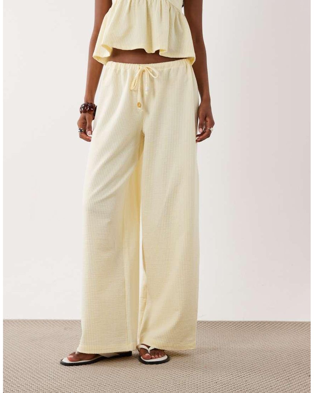 ASOS Natural Micro Stripe Wide Leg Co-ord Trousers