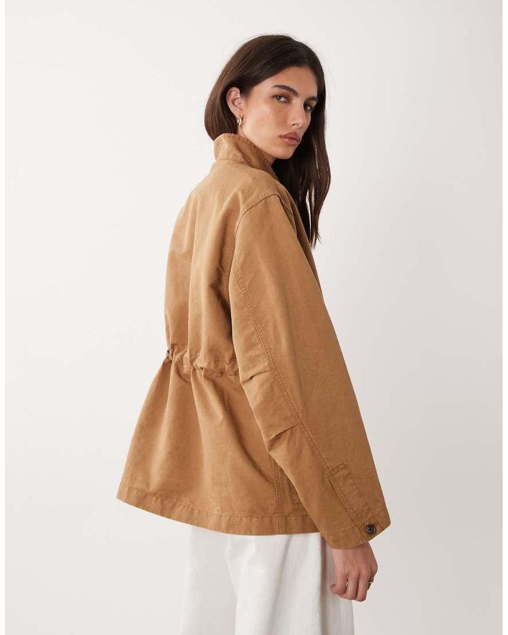 ARKET Brown Linen Mix Washed Overshirt With Front Pockets