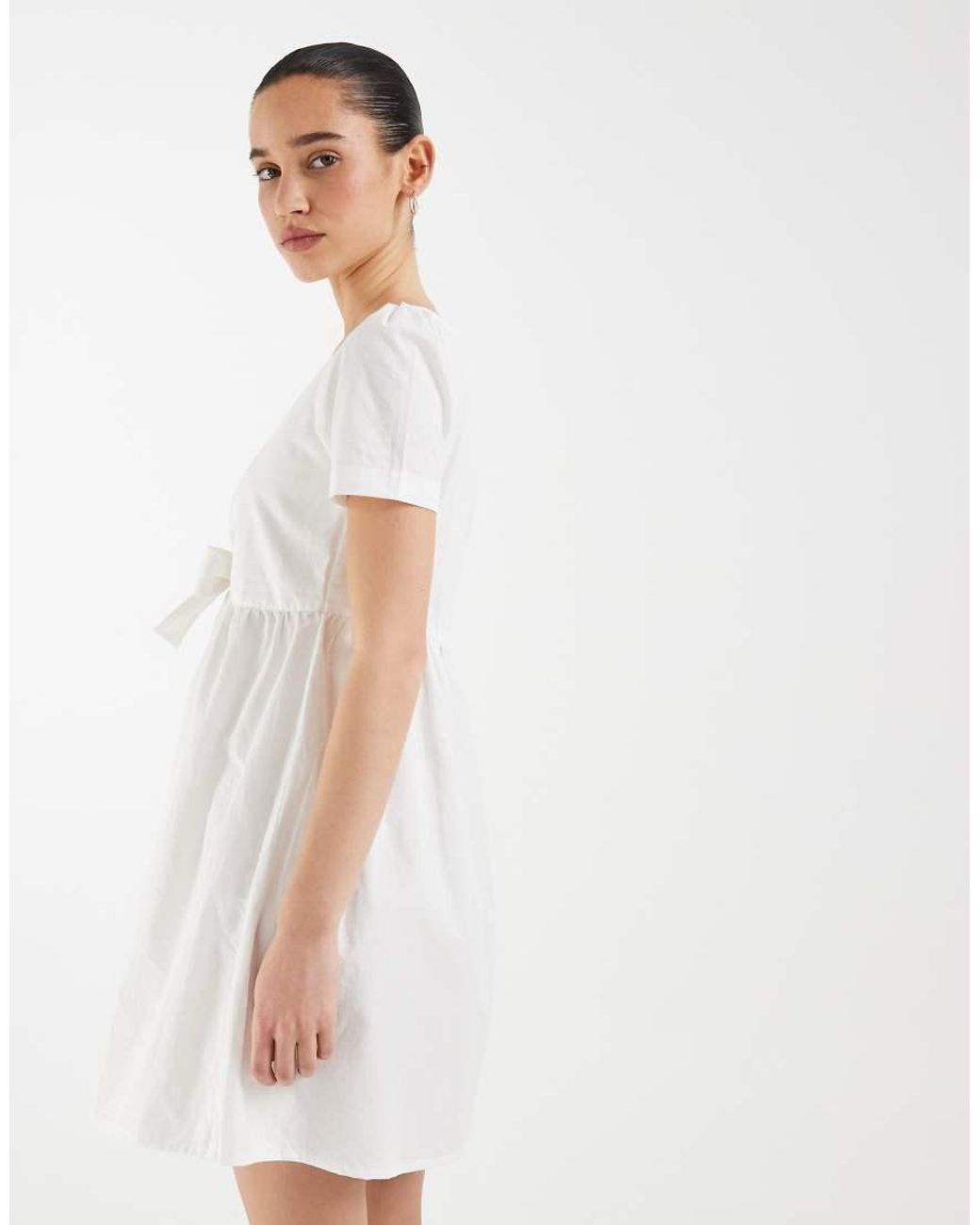 Motel White Lyris Knot Short Sleeve Mini Dress