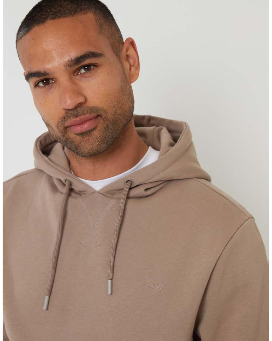 Threadbare Brown Cotton Blend Pullover Hoody for men