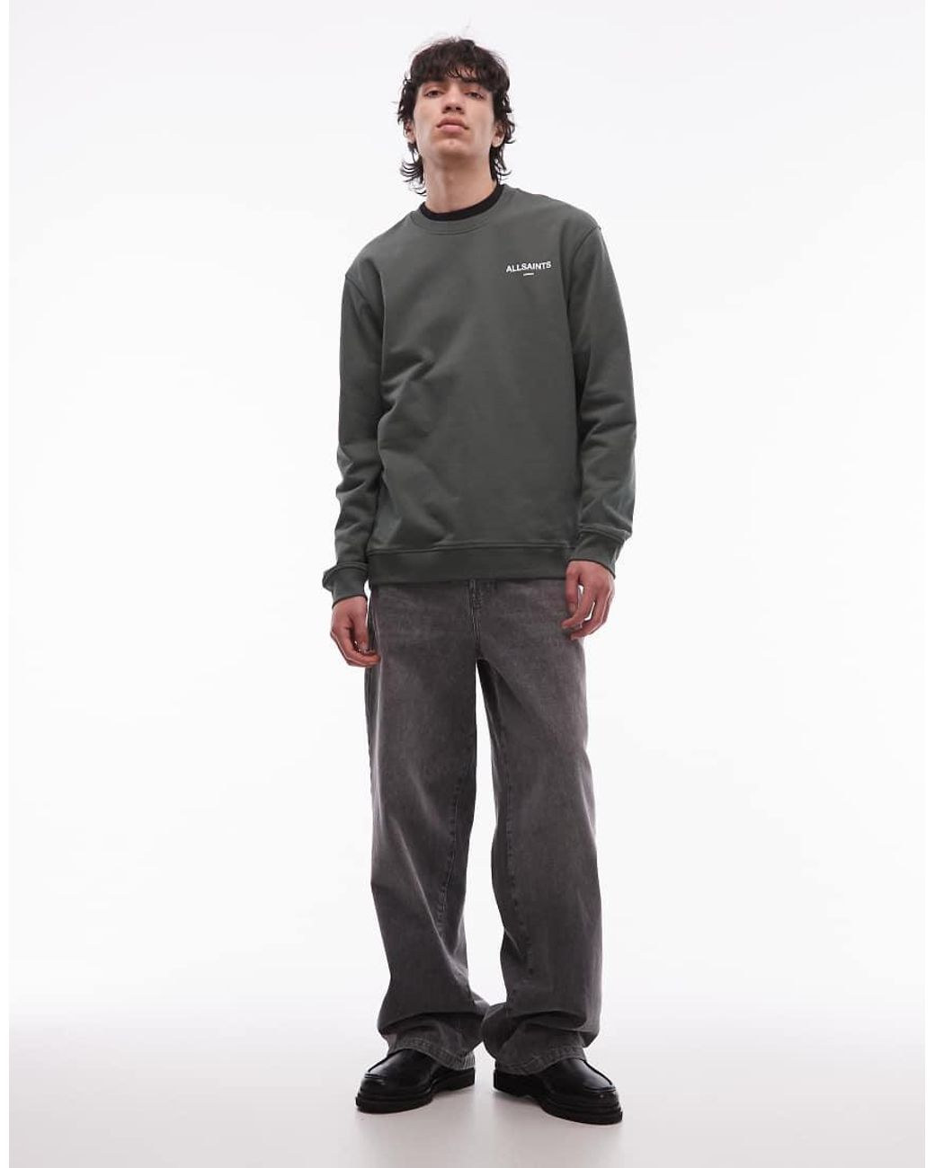 AllSaints Gray Halcyon Crew Neck Sweatshirt for men