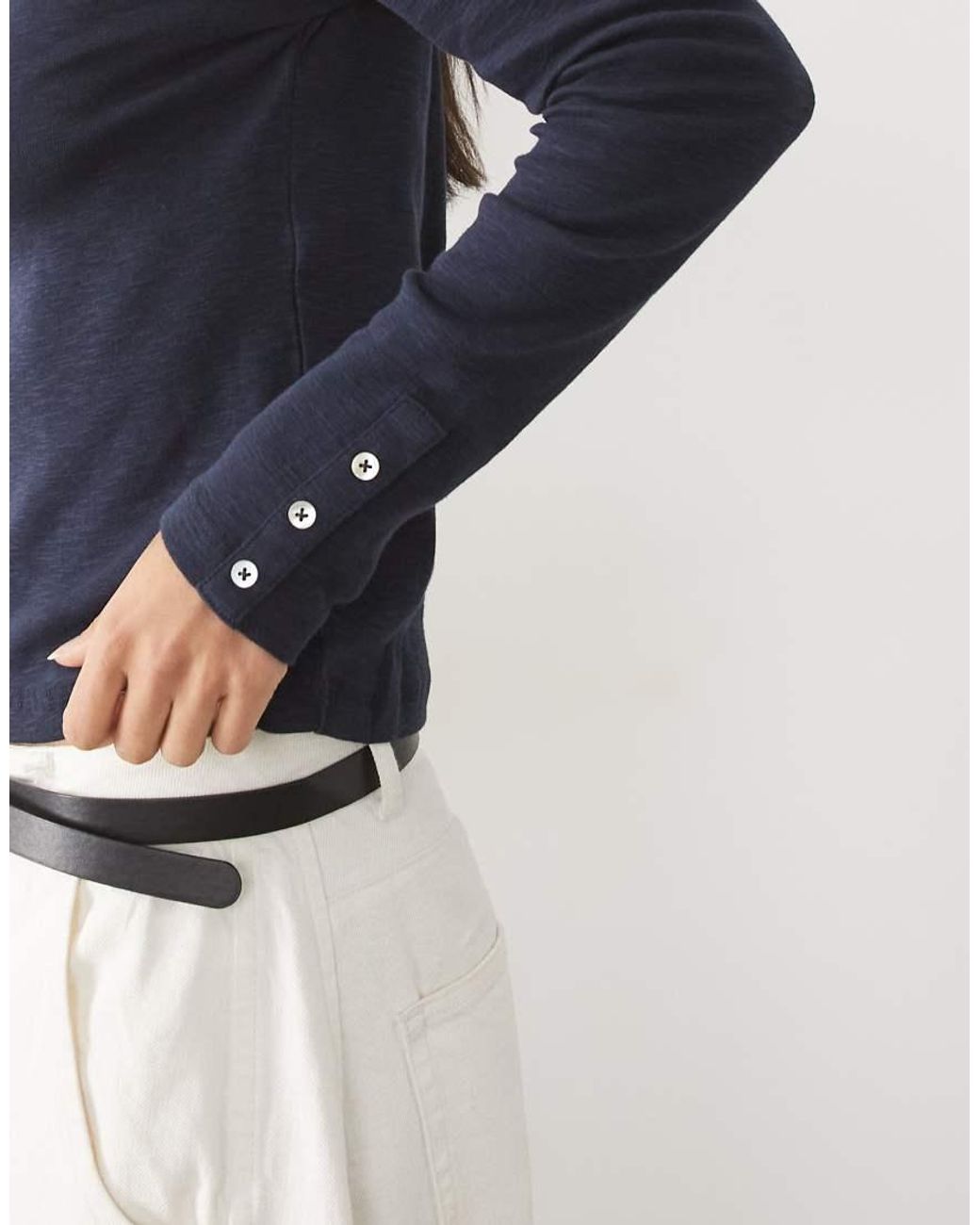Mango Blue Teen Round Neck Long Sleeve T-shirt