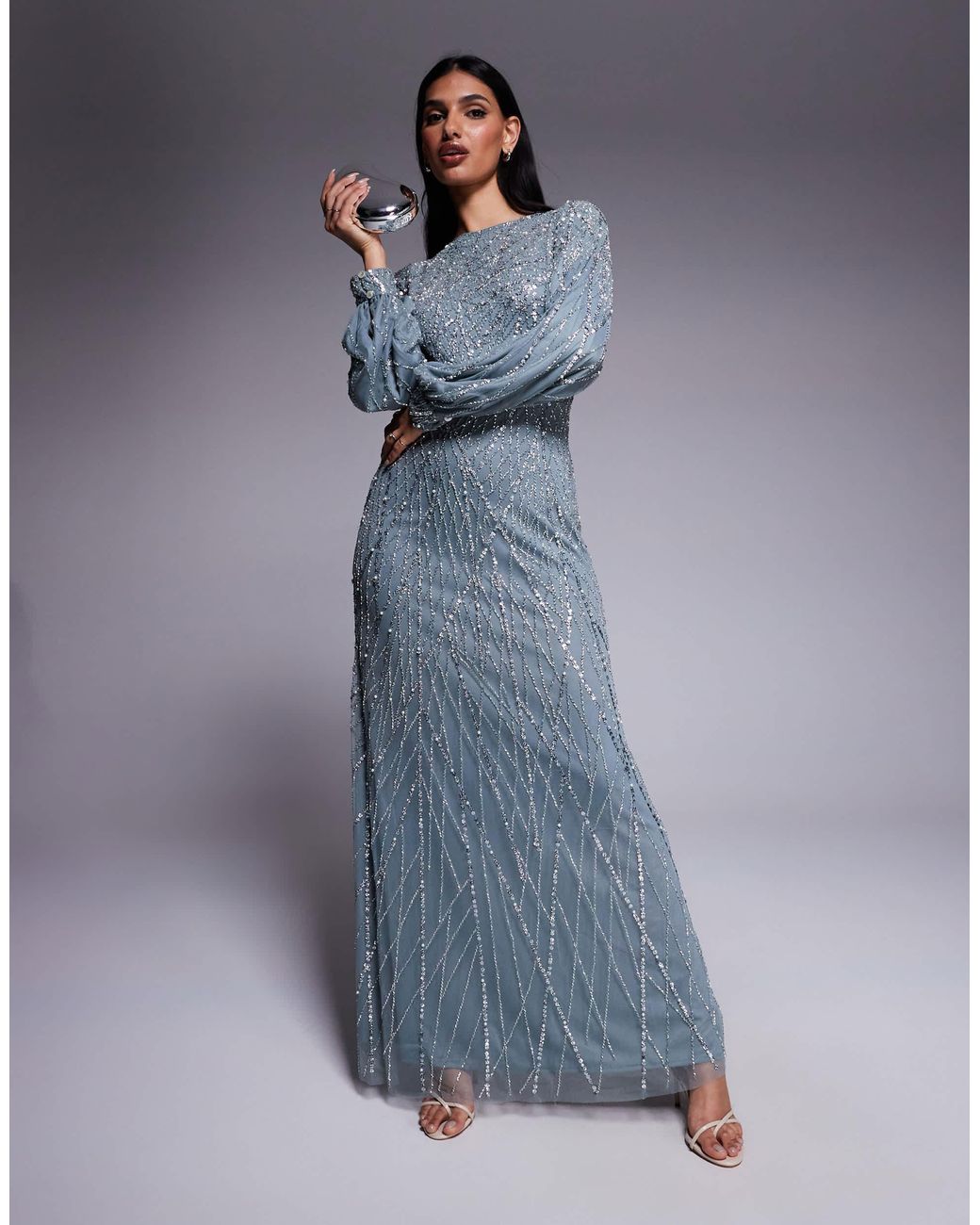 Beauut Maram Long Sleeve Embellished Maxi Dress in Blue | Lyst Beauut Maram Long Sleeve Embellished Maxi Dress in Blue | Lyst