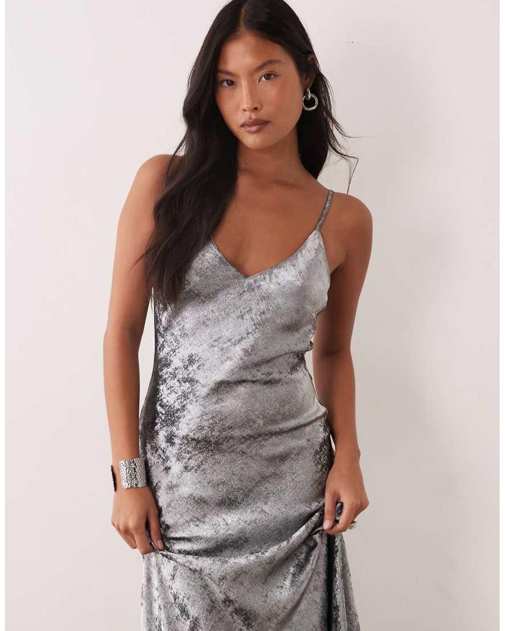 Vero Moda Metallic Cami Strap Shimmer Detail Maxi Dress