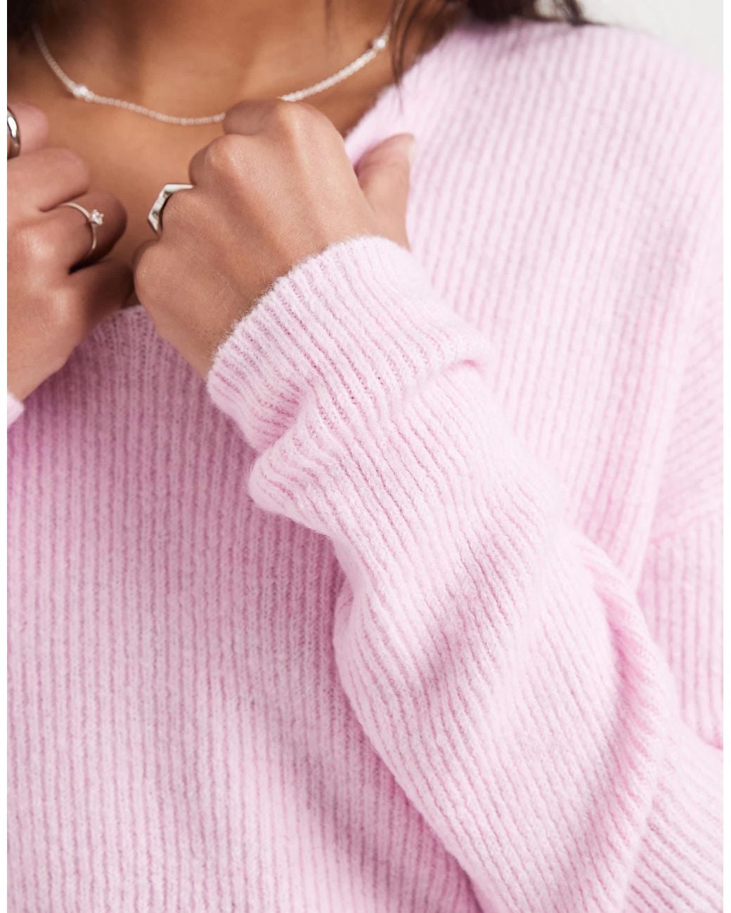 ONLY Red V Neck Slouchy Jumper