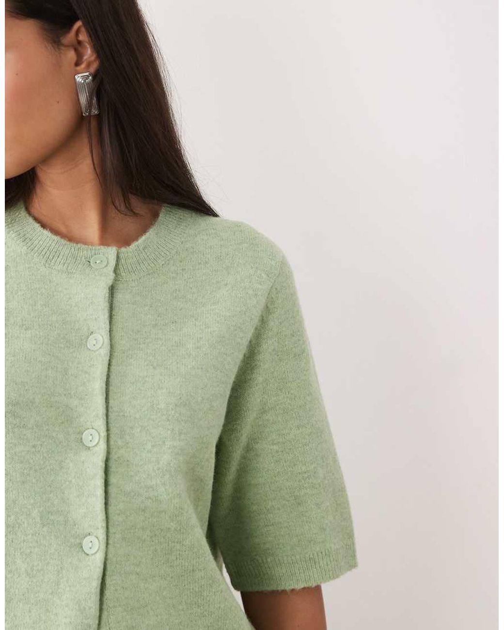 Vila Green Short Sleeve Soft Knitted Cardigan
