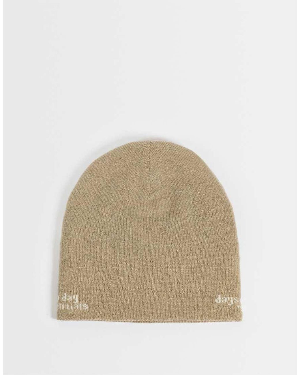 ASOS Natural Day Social Graphic Skull Beanie for men