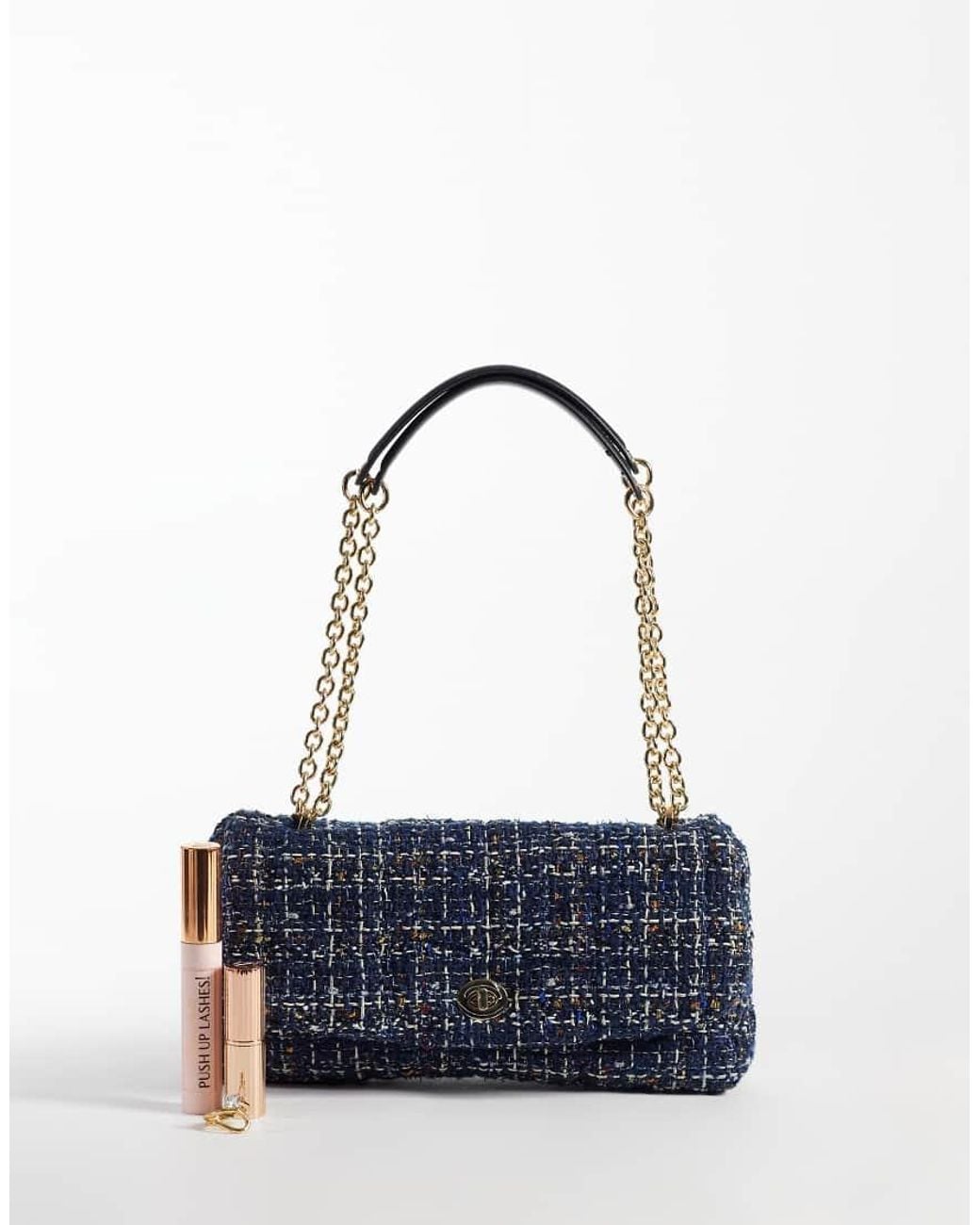 Mango Blue Fabric Cross Body Bag