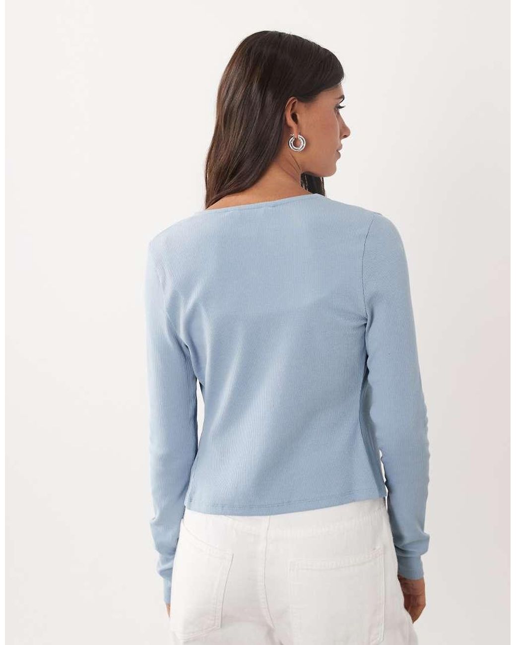 Miss Selfridge Blue Ribbed Cardigan And Cami Set