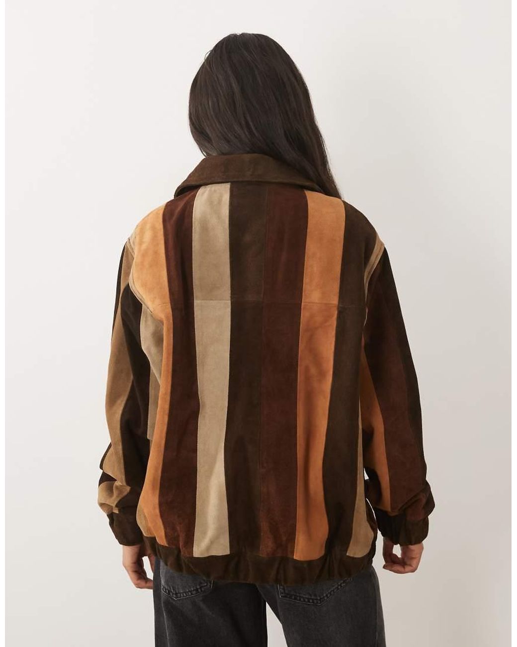 Barney's Originals Brown Patchwork Real Suede Bomber Jacket
