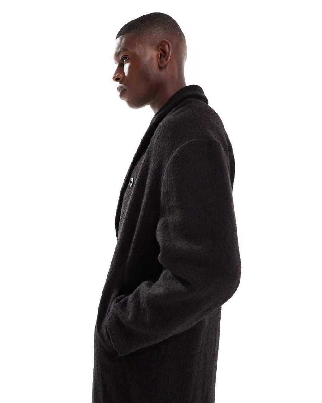 ASOS Black Wool Blend Oversized Coat for men
