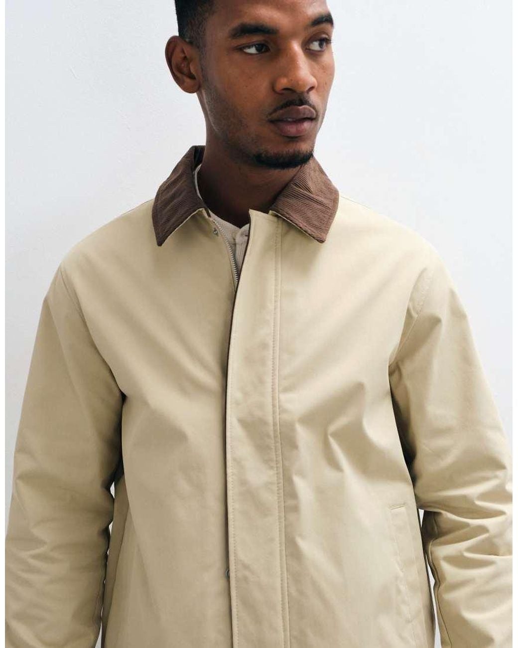 Jack & Jones Natural Harrington Barn Jacket With Cord Collar for men