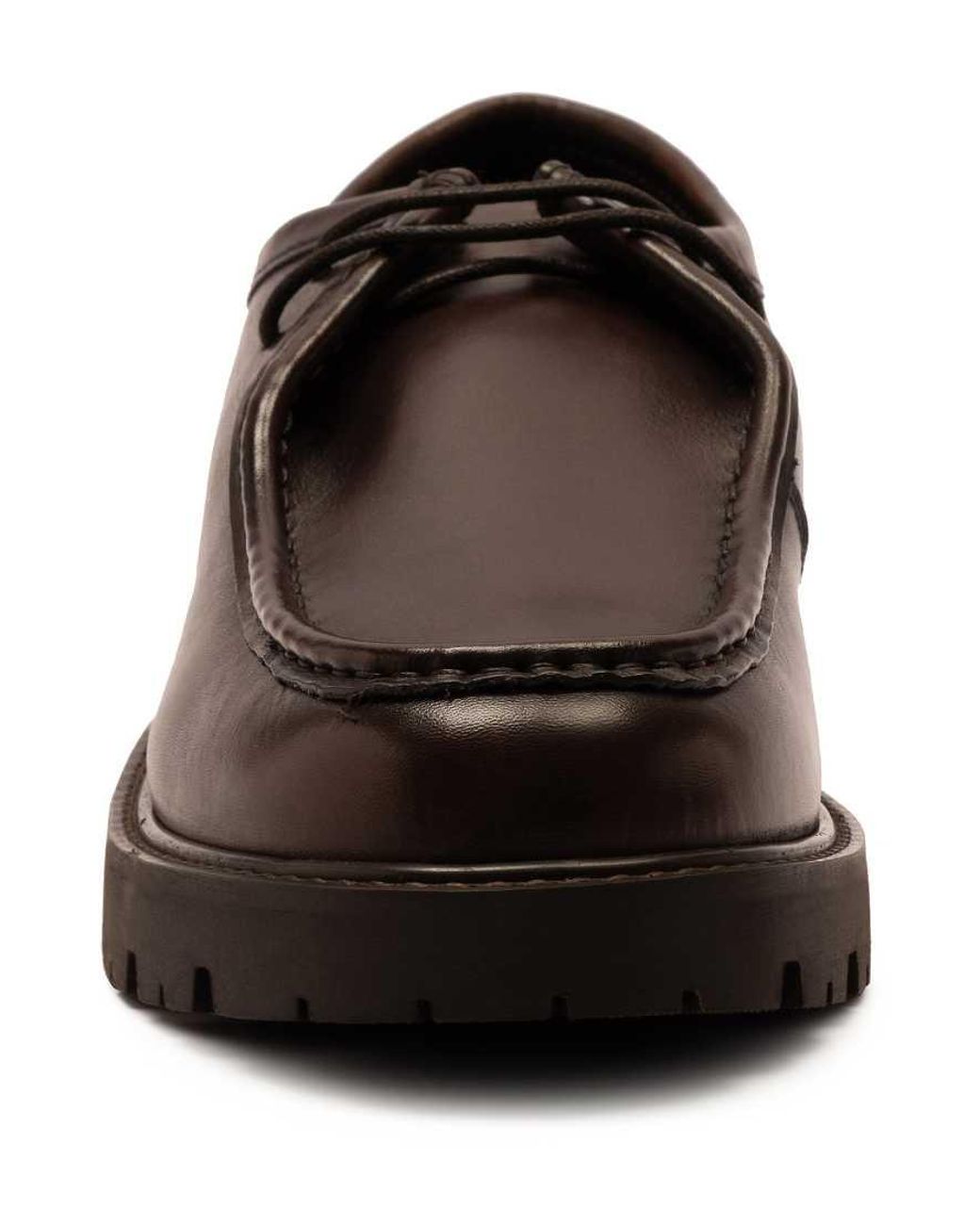 OFF THE HOOK Black Jovi Casual Lace-Up Leather Boat Shoes for men