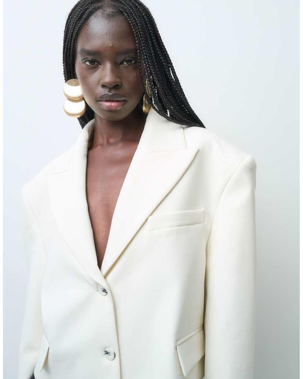 ASOS White Tailored Cropped Super Oversized Giant Double Breasted Blazer