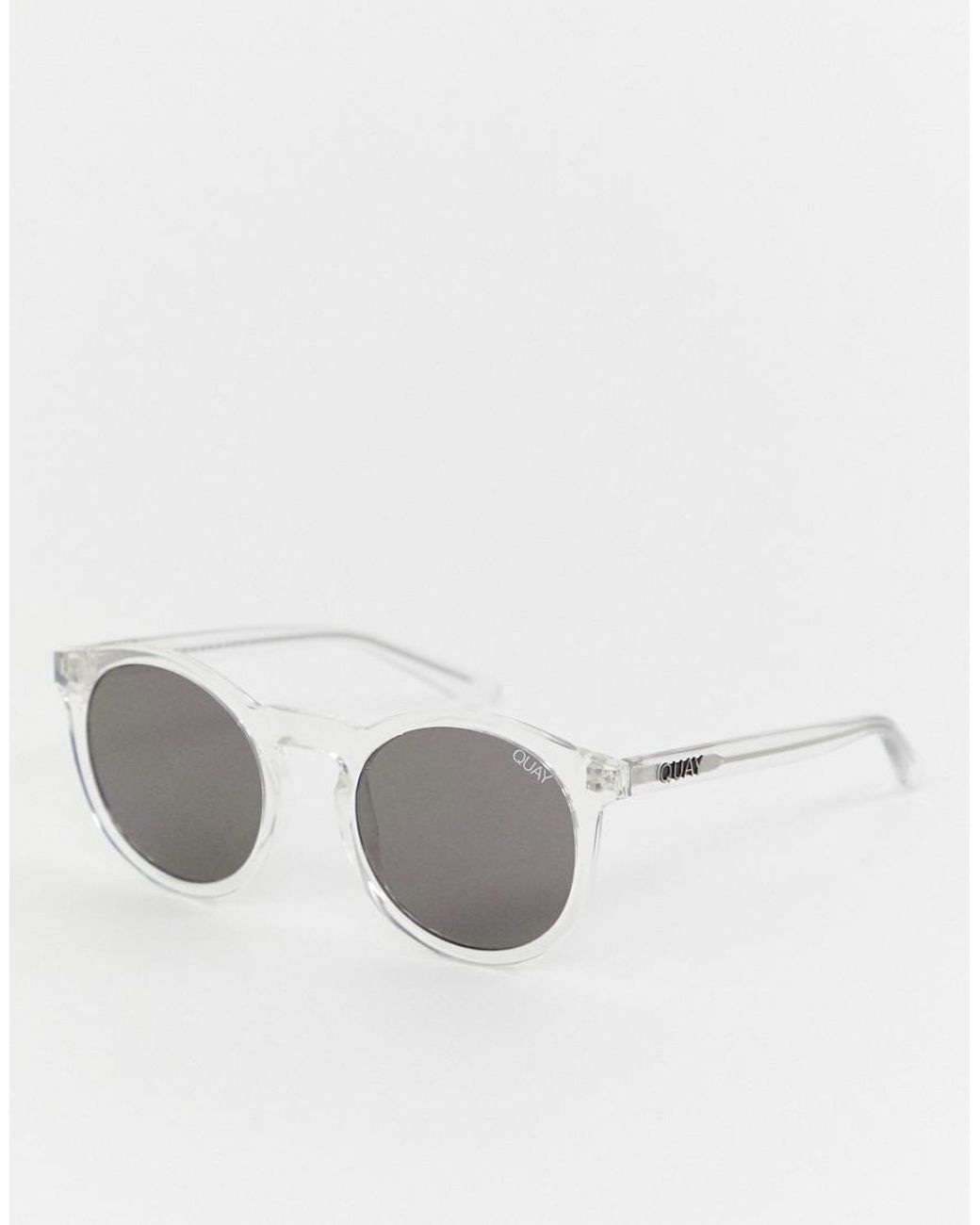 Quay Clear Frame Round Sunglasses in Metallic | Lyst
