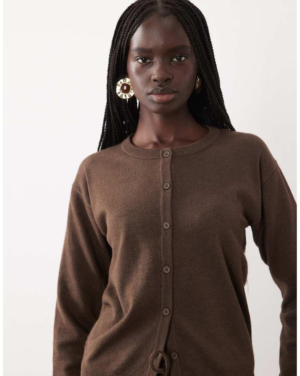 JJ Rebel Brown Long Sleeved Knitted Cardigan Co-Ord