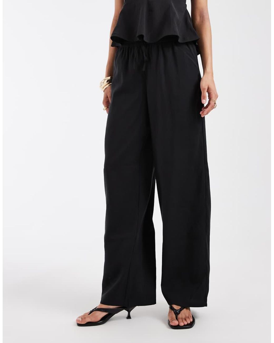 ONLY White Pull On Wide Leg Trousers Co-ord