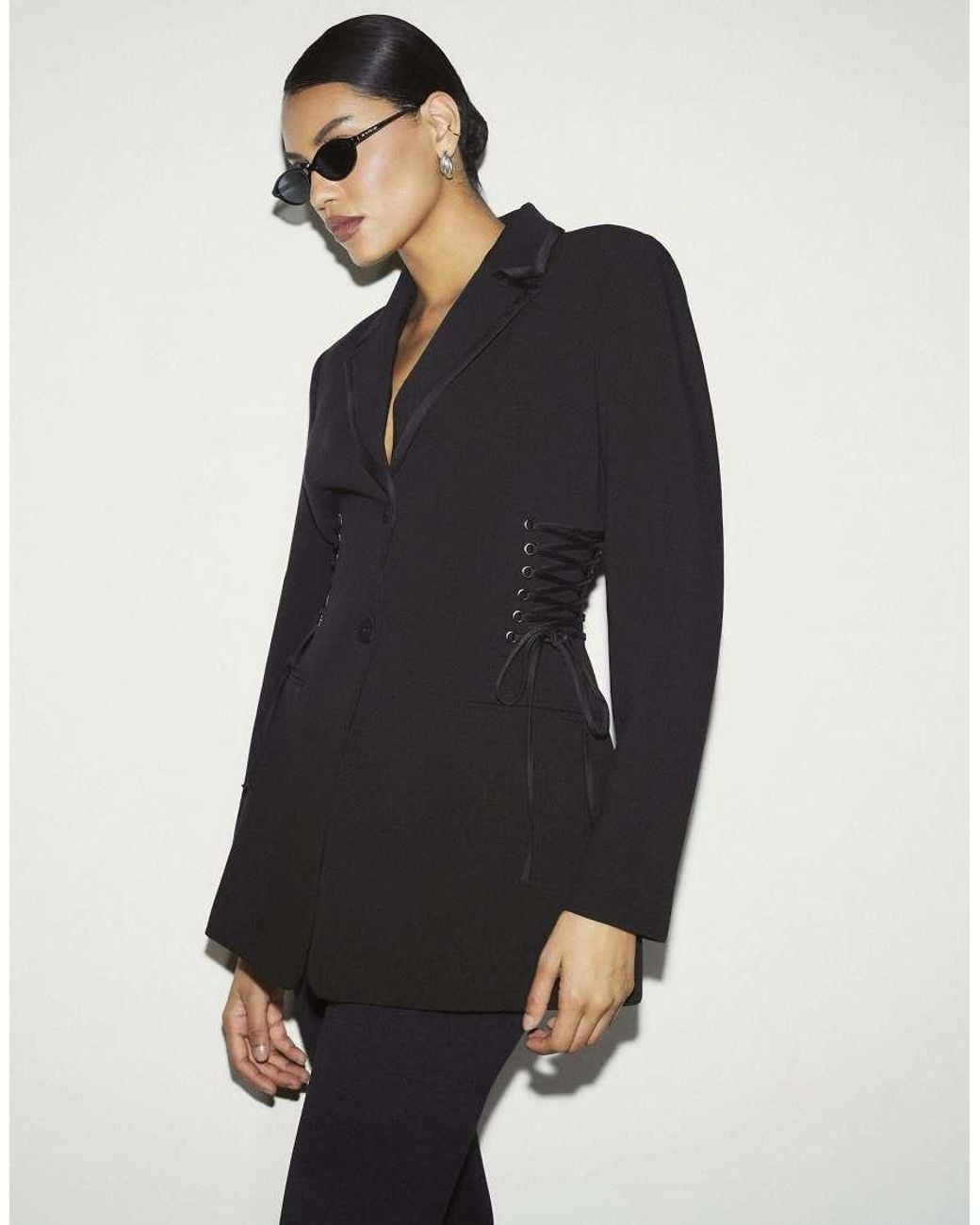 River Island Blue Lace Up Tuxedo Blazer Dress