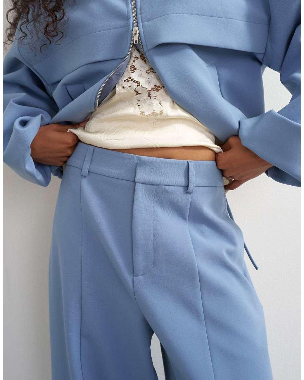 TOPSHOP Blue Co Ord Barrel Leg Trouser