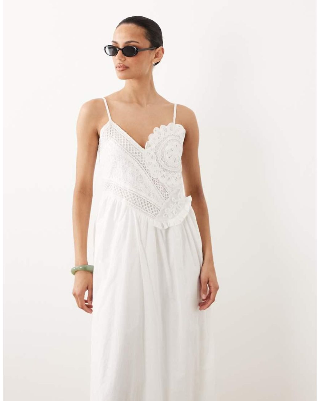 River Island White Patchwork Lace Midi Dress