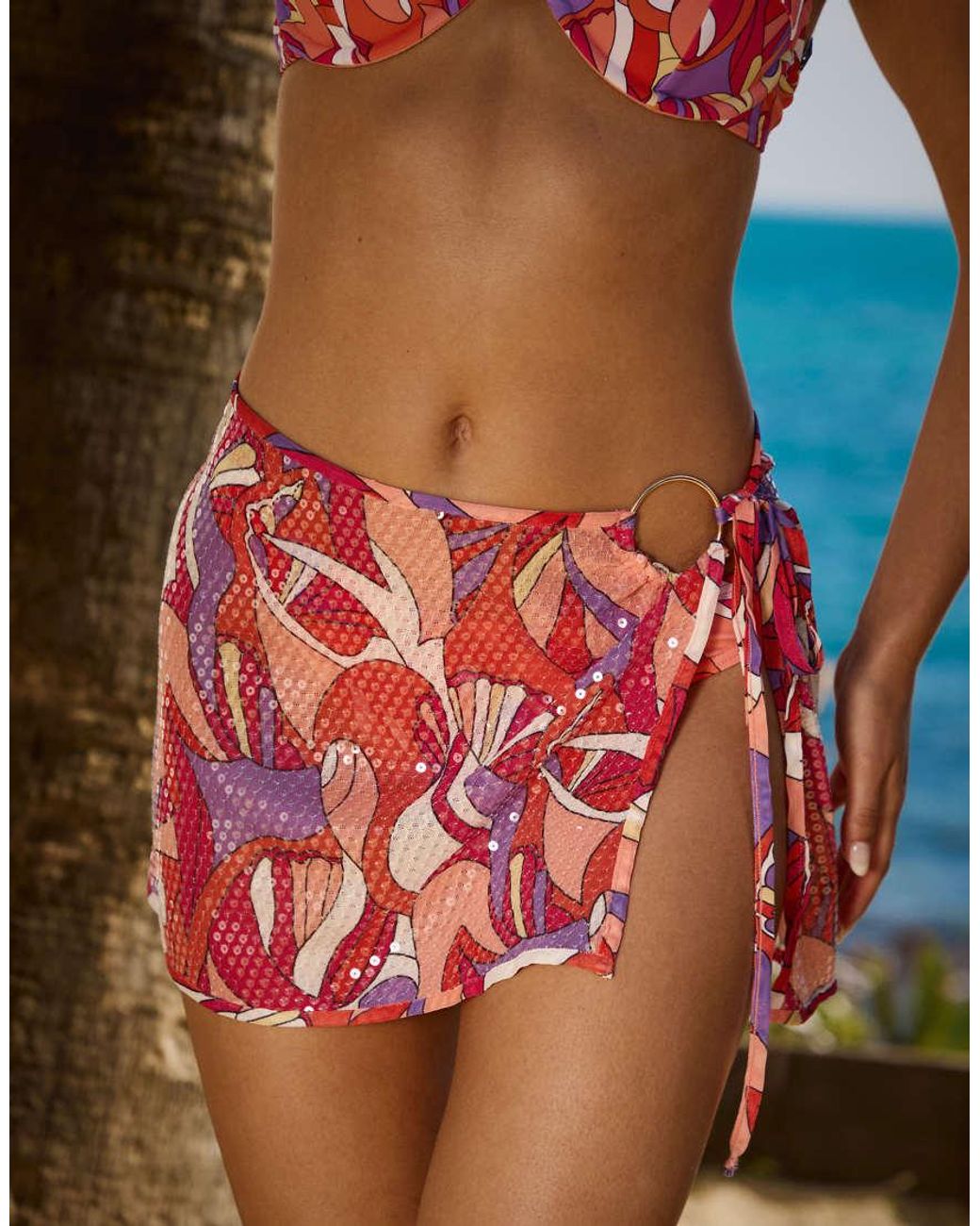 South Beach Pink X Sasha Corte-T Abstract Print Wrap Sarong