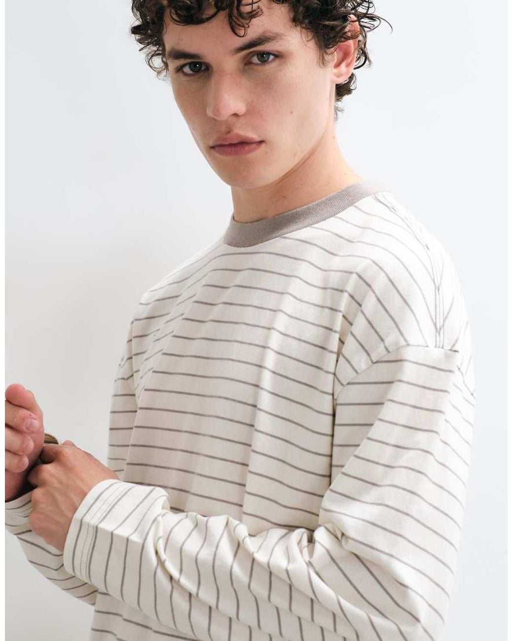 Hollister White Heavyweight Boxy Long Sleeve T-shirt for men
