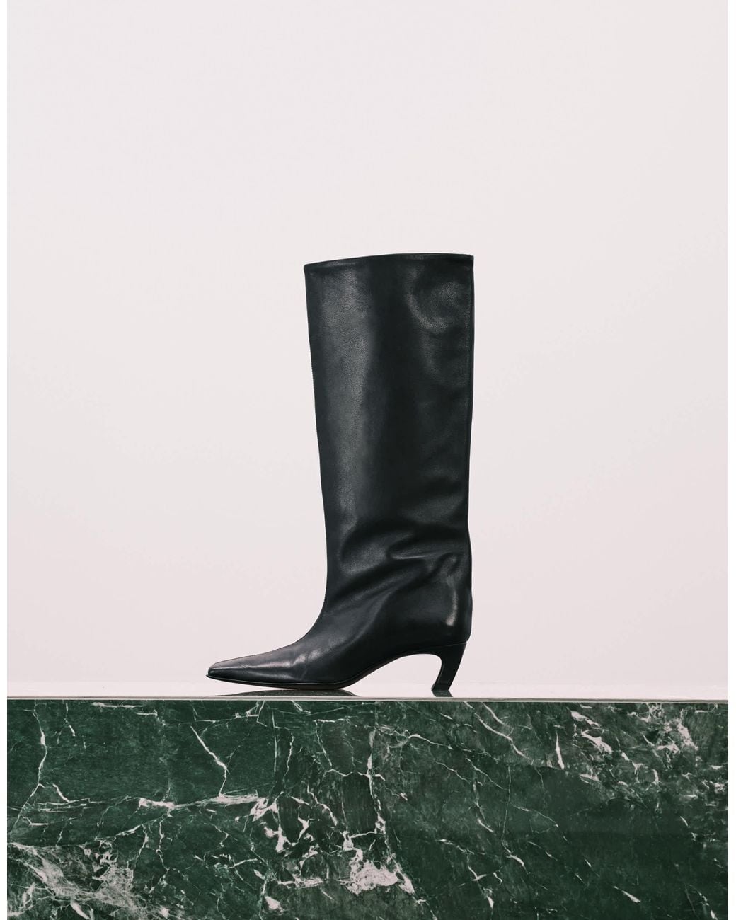 ASOS Black Candace Premium Pull On Chisel Toe Knee Boots