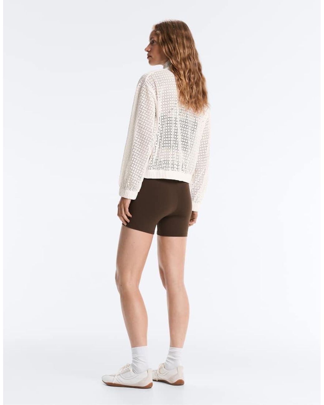 Oysho White 100% Cotton Openwork Jacket