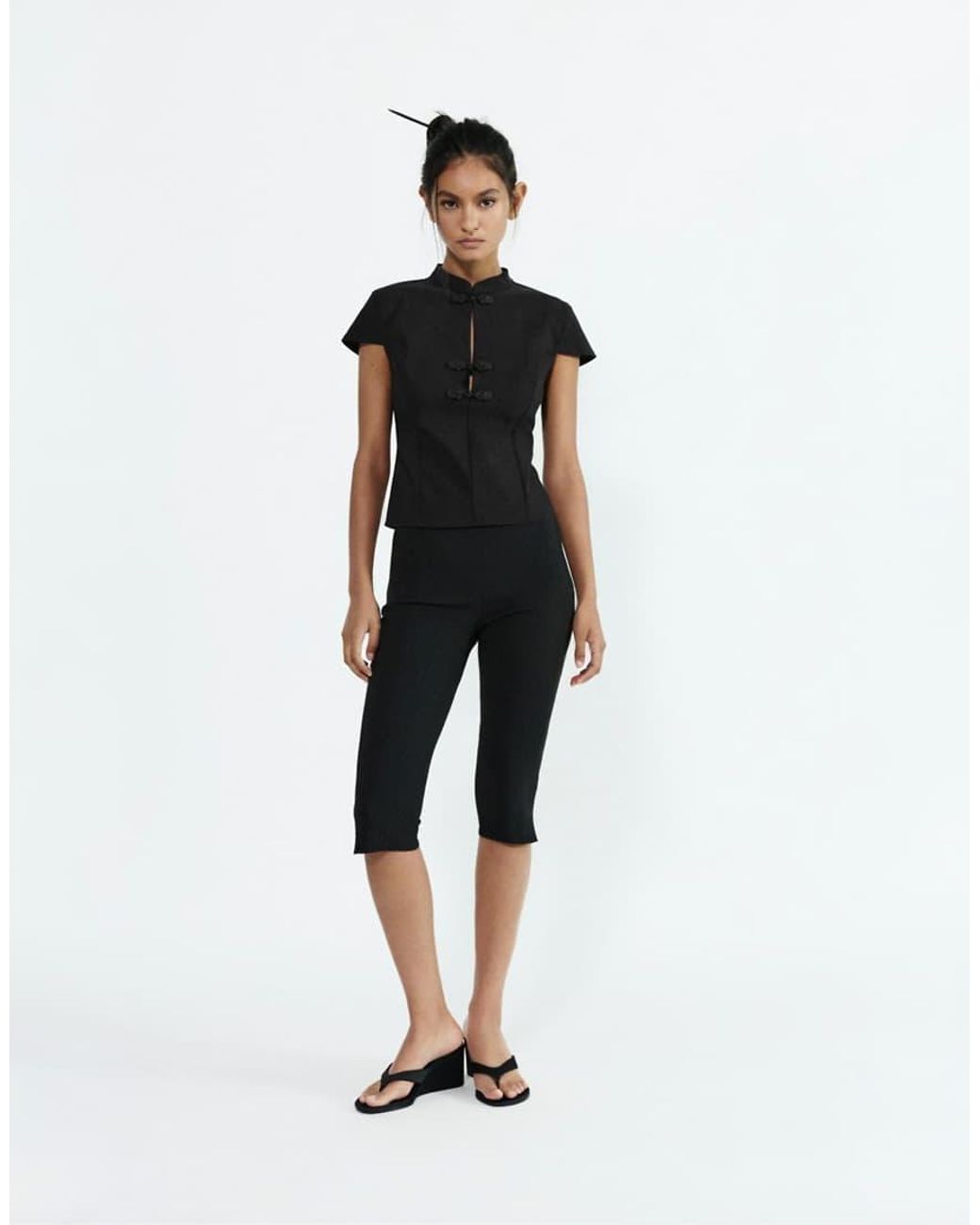 Pull&Bear Black Top With Knot Detail