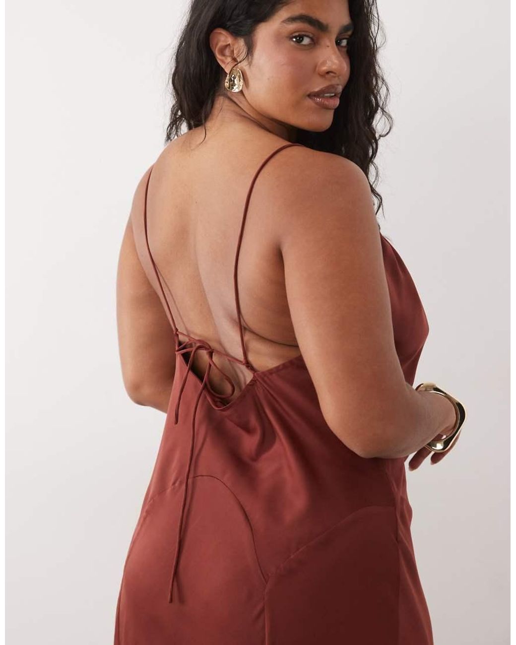 ASOS Red Asos Design Curve Scoop Neck Bias Cut Midaxi Dress