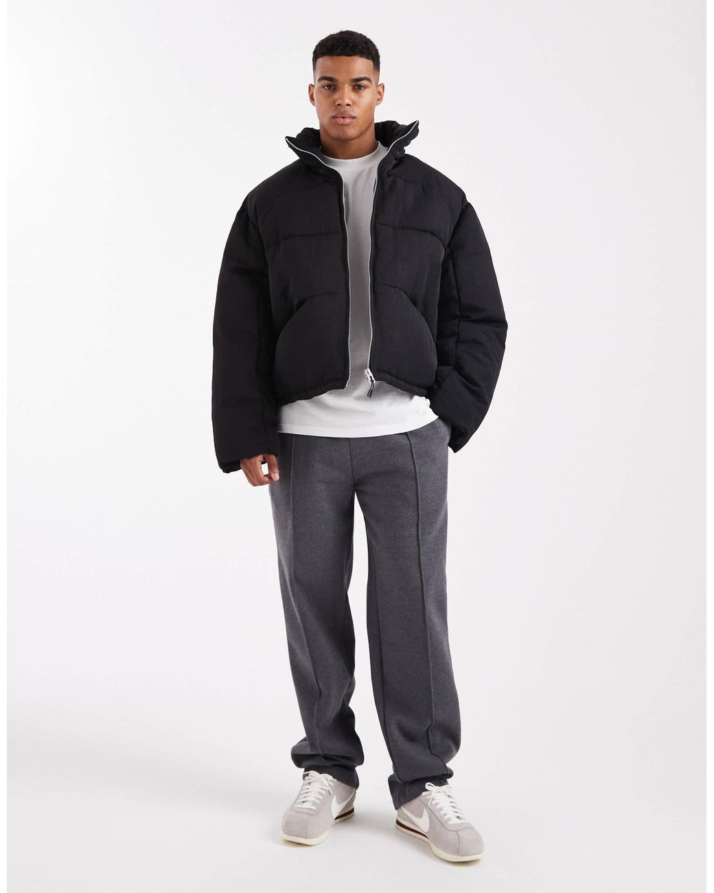 ASOS – übergroße, e steppjacke in Black für Herren