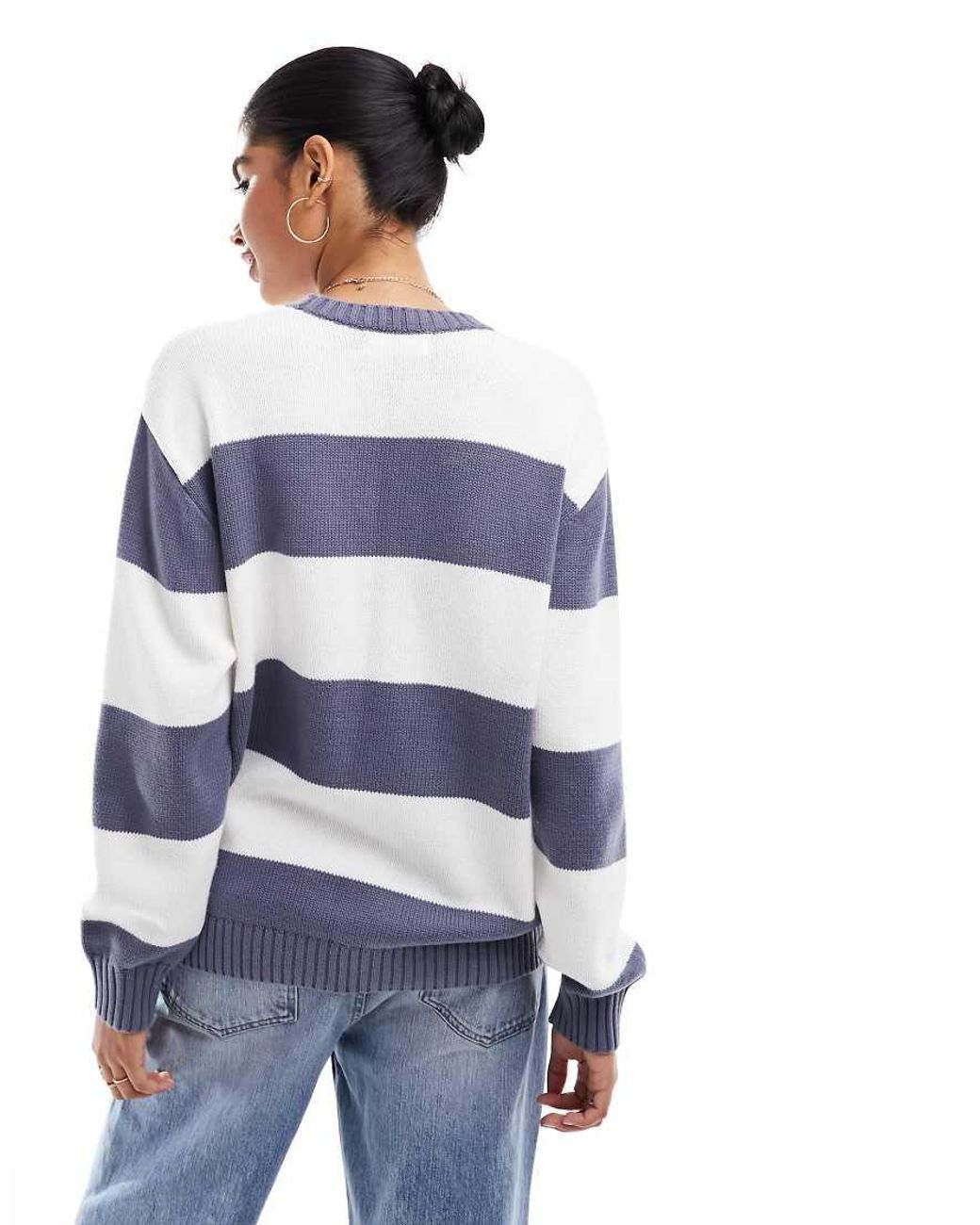 Hollister Oversized Striped Jumper in Blue Lyst UK