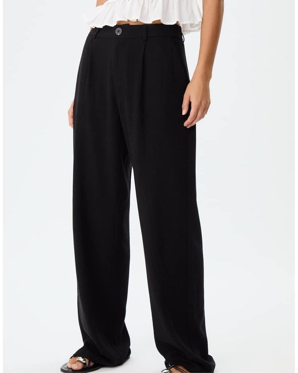 Stradivarius Blue Straight Leg Trousers With Linen