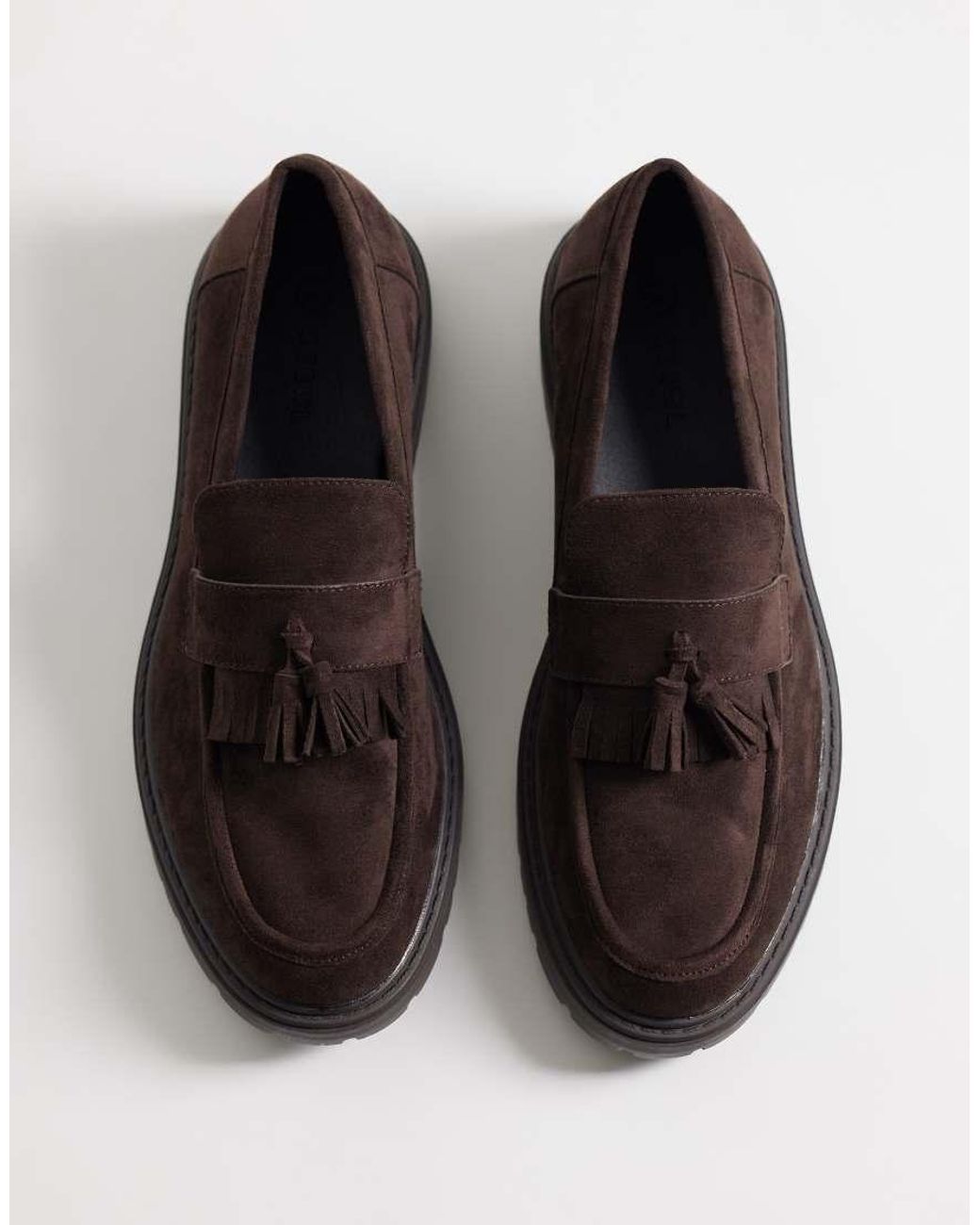 SEQWL Brown Pier Faux Suede Chunky Tassel Loafers for men