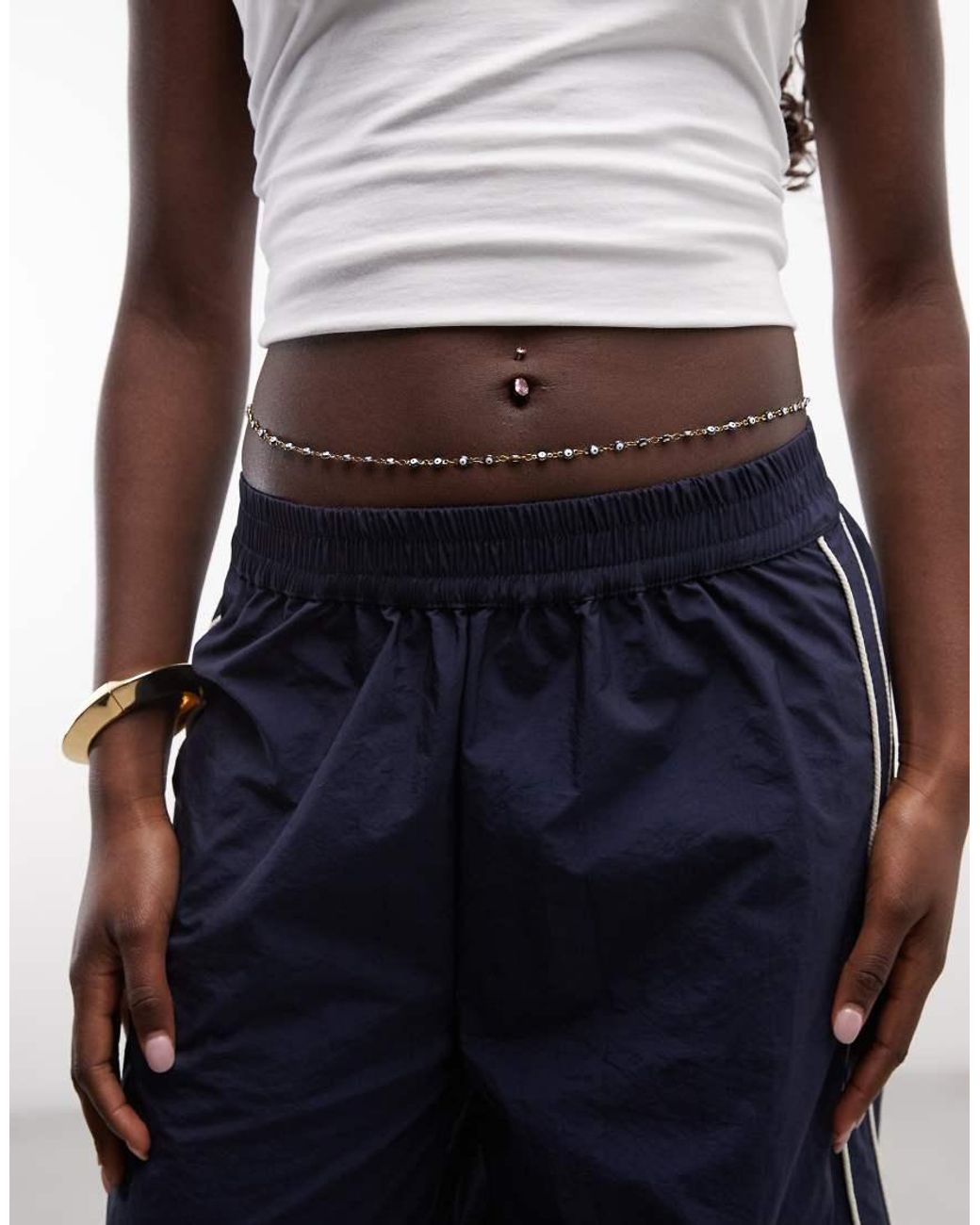 Reclaimed Vintage Metallic Evil Eye Belly Chain