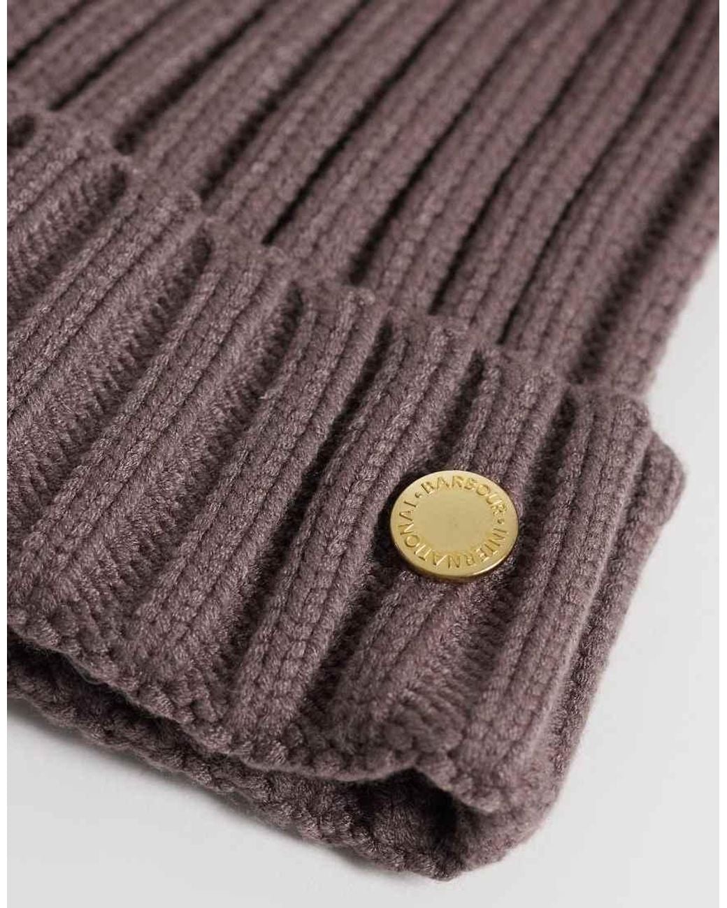 Barbour Brown Conway Knitted Pom Pom Beanie