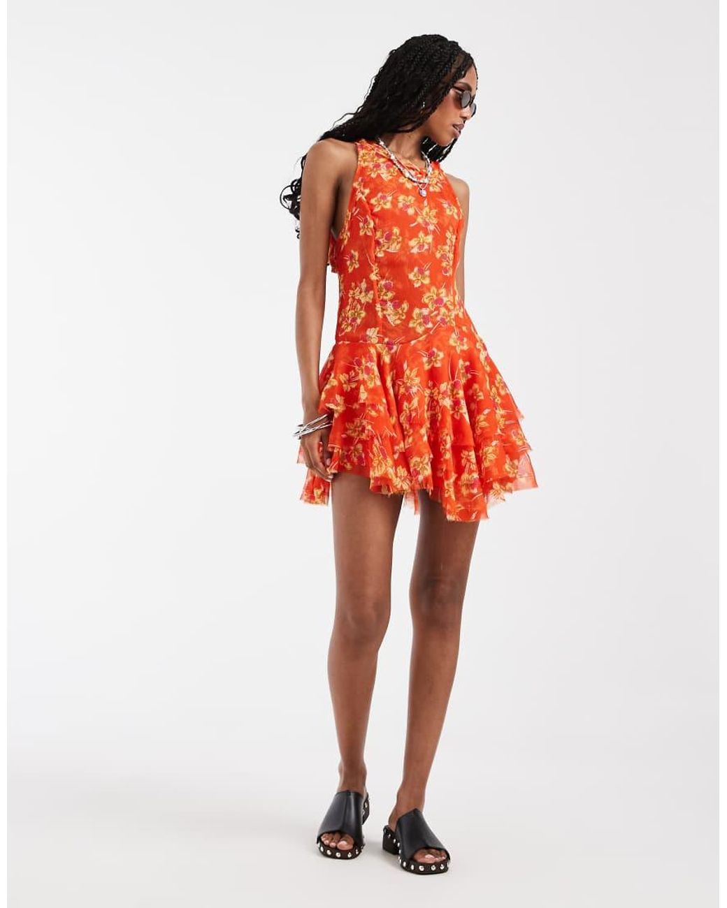 Free People Red Raven Printed Mini Dress
