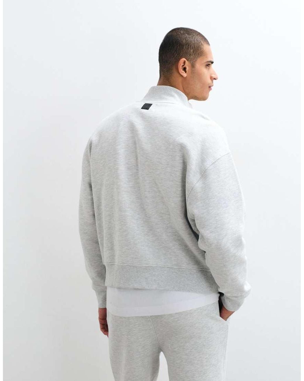 4505 Gray Rest Day 400Gsm Heavyweight Cotton Boxy Zip Up Track Jacket for men