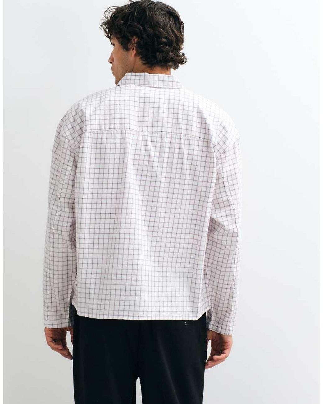 Jack & Jones White Gridcheck Long Sleeve Shirt for men