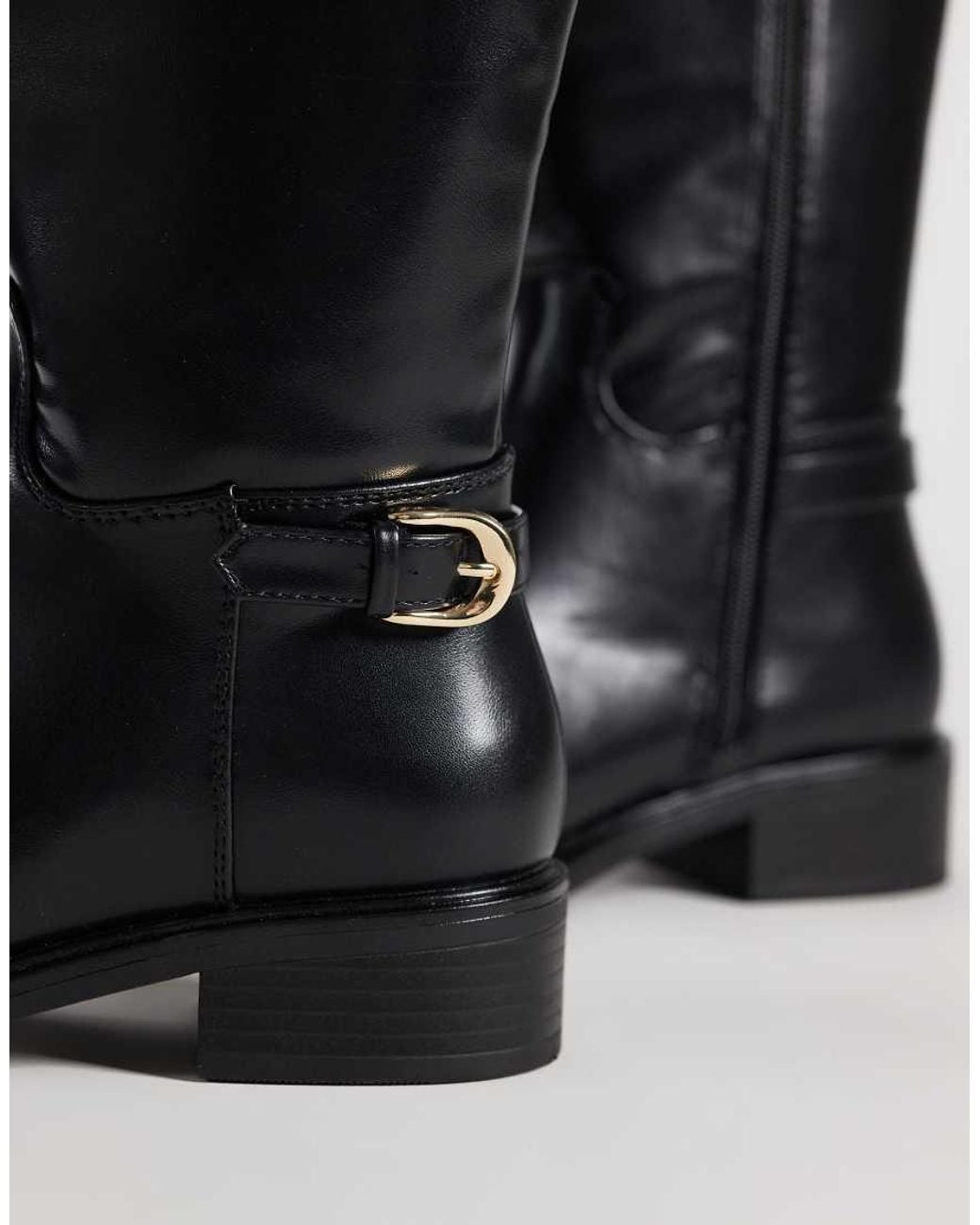 ASOS Black Cecile Flat Riding Knee Boots