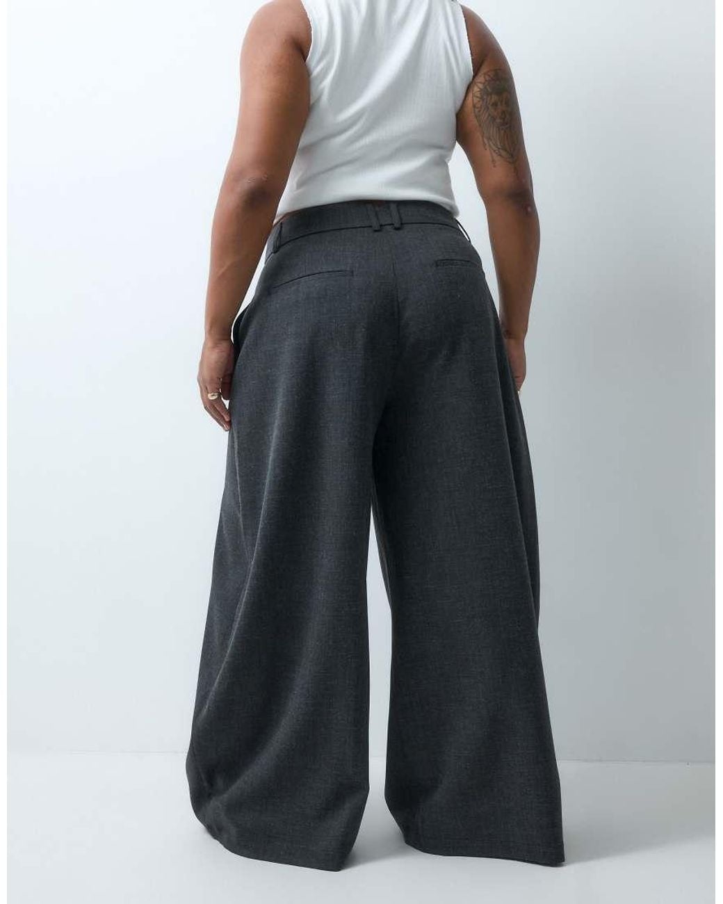 ASOS Blue Curve Tailored Super Wide Leg Pants