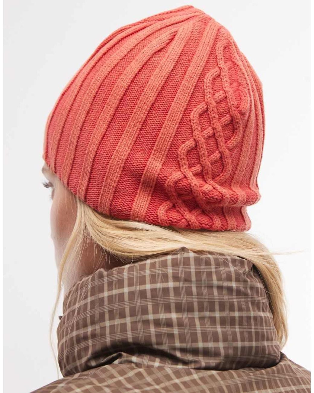 Collusion Red Cable Knit Beanie